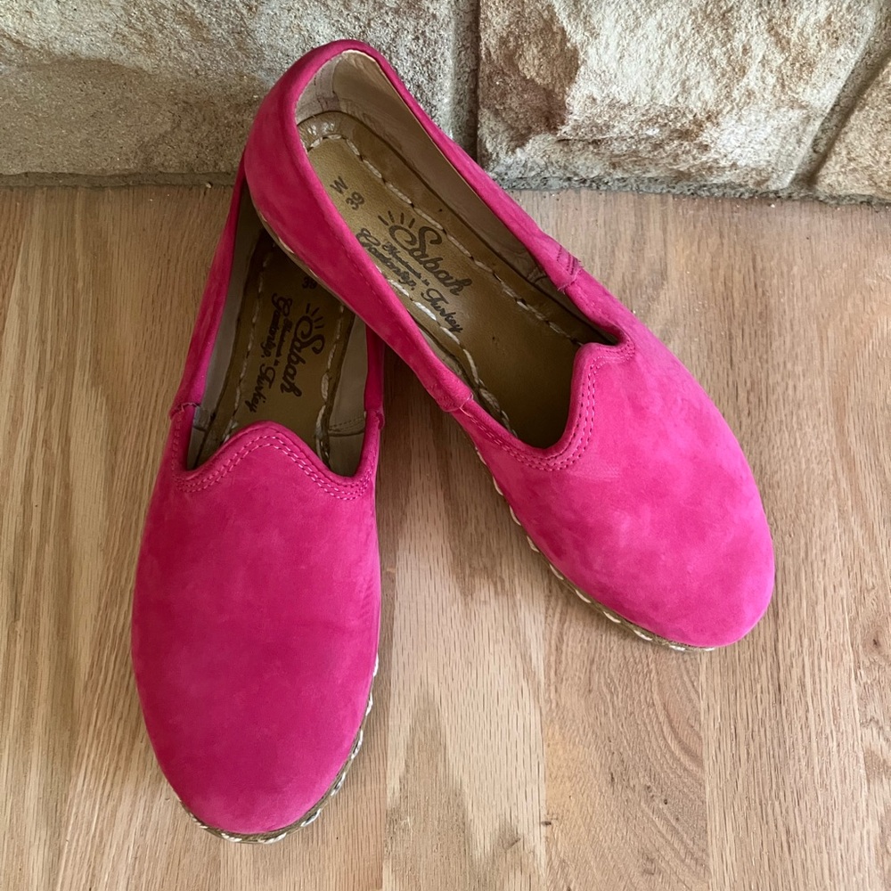 Sabah Hot Pink Suede Slip-On Flats
